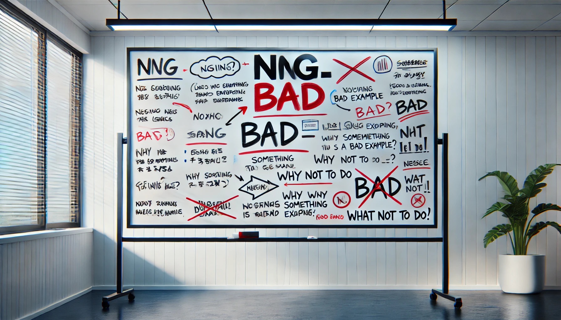 NGやBADなどの文字が書かれたホワイトボード