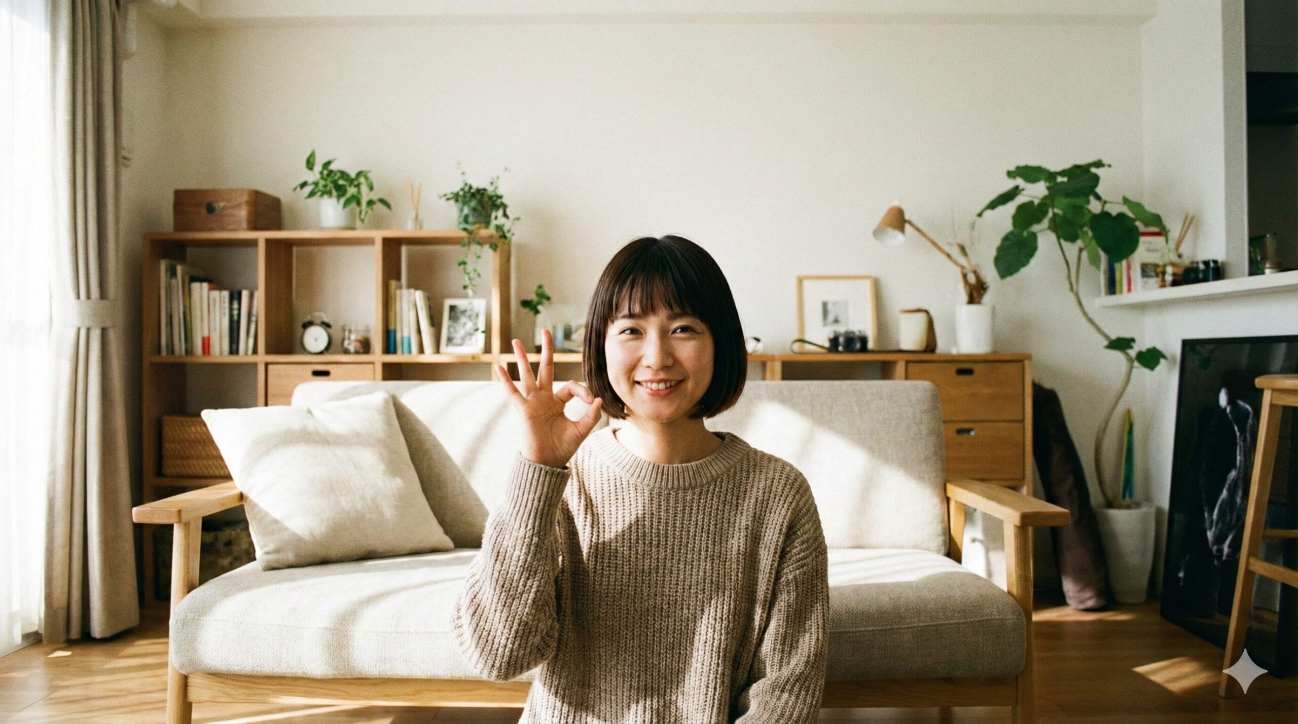 OKサインをする女性