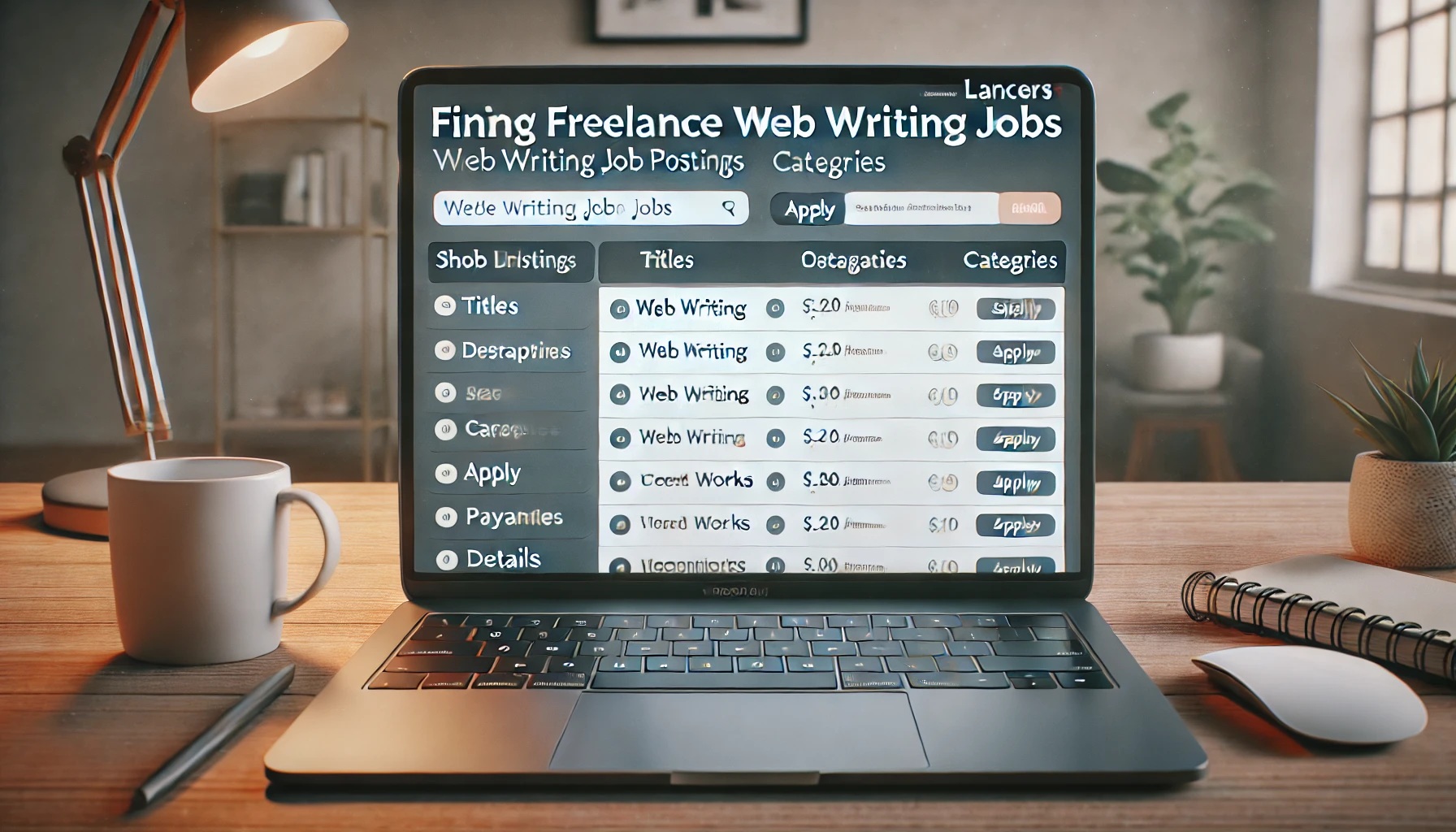 Webライターの仕事情報が掲載されてるプラットフォーム、募集画面