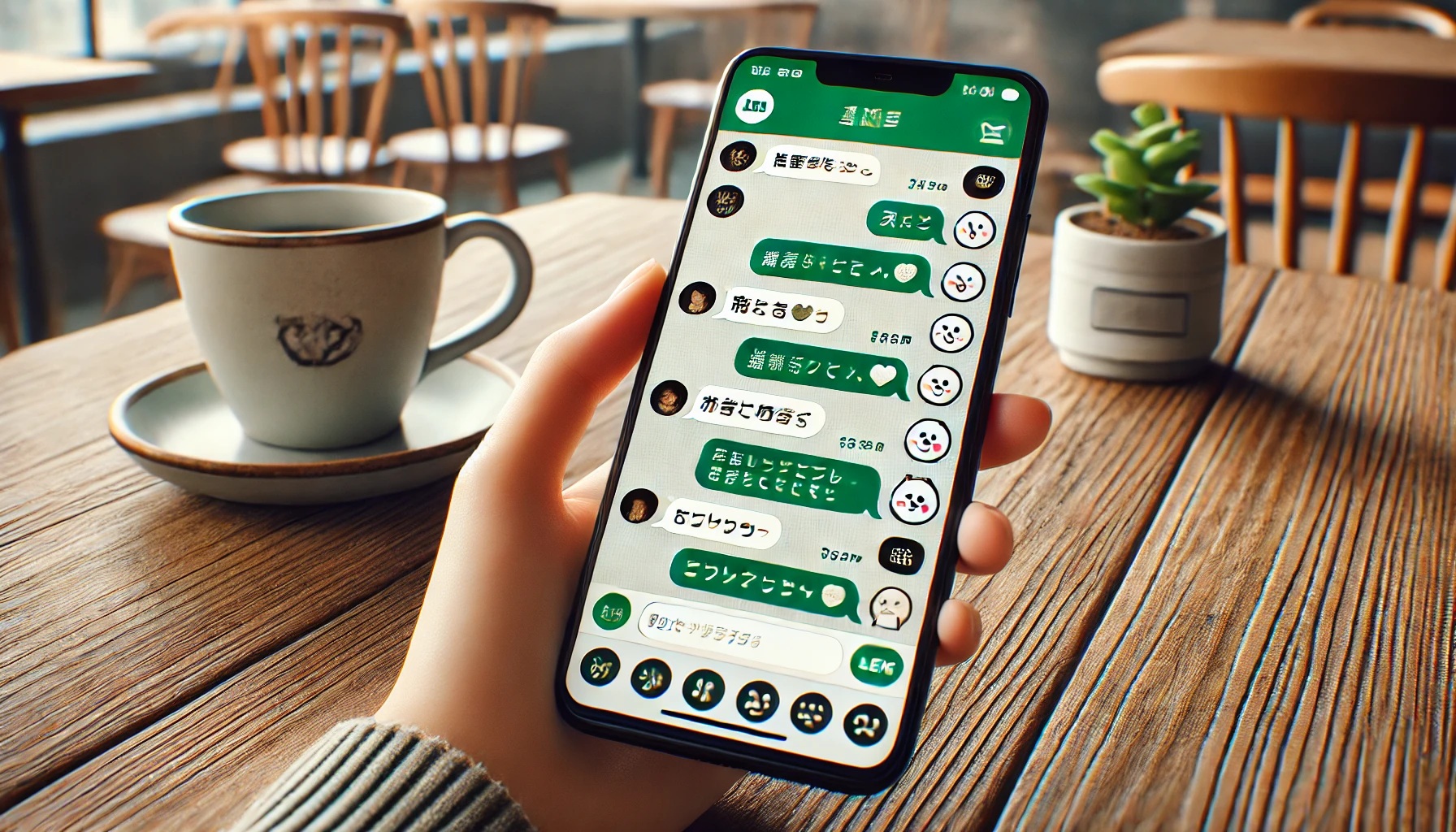 スマホでLINEを見る人