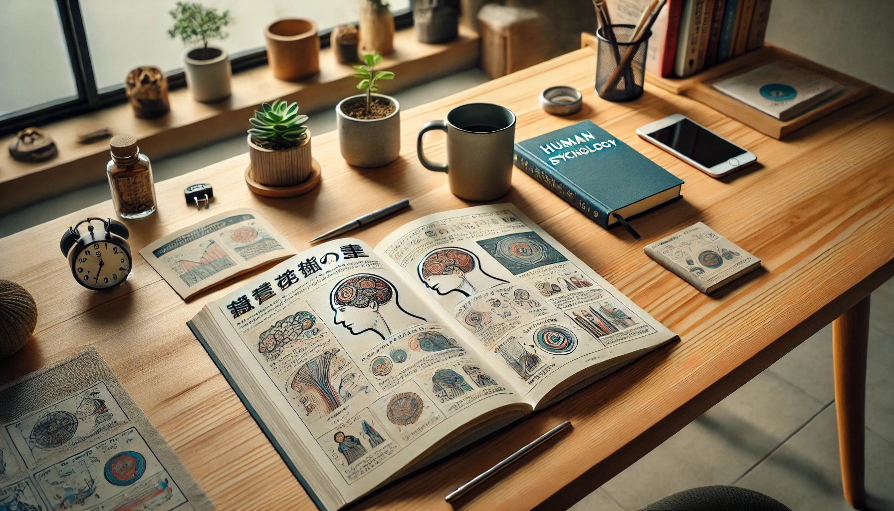 机の上に置かれた心理学の本