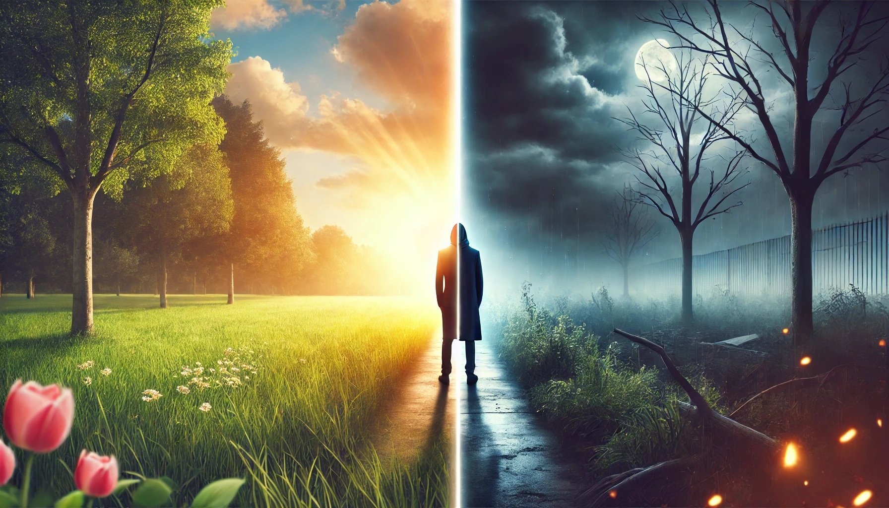 光と闇、裏と表、善と悪のイメージ