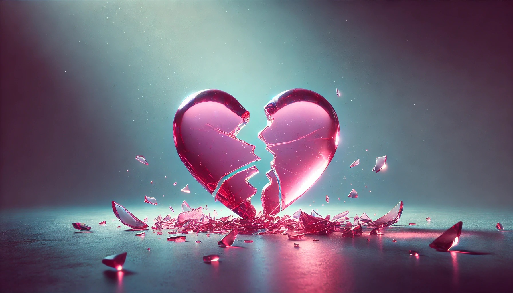 割れてしまったハート型のガラス