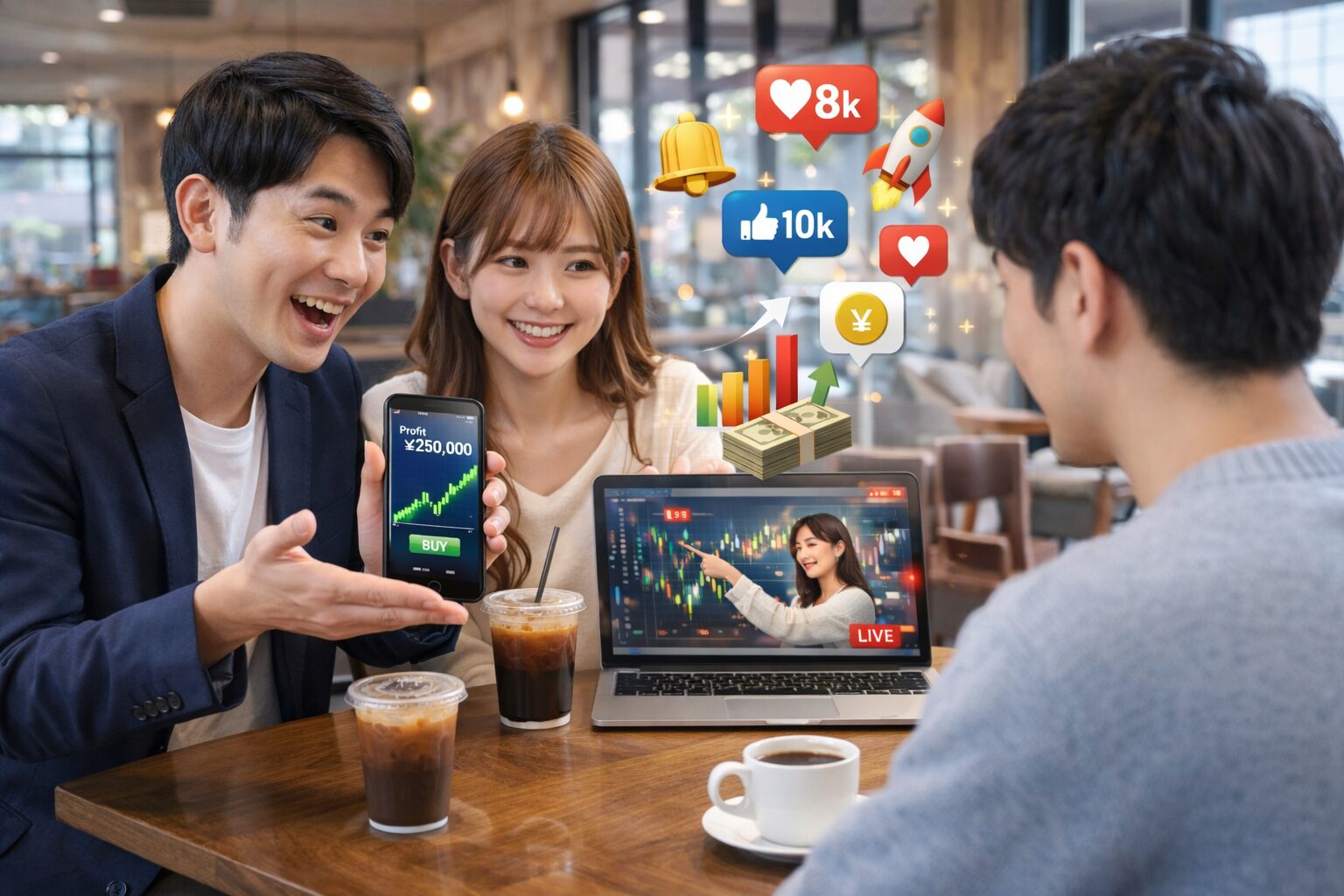 勧誘する2人組と勧誘されそうな人