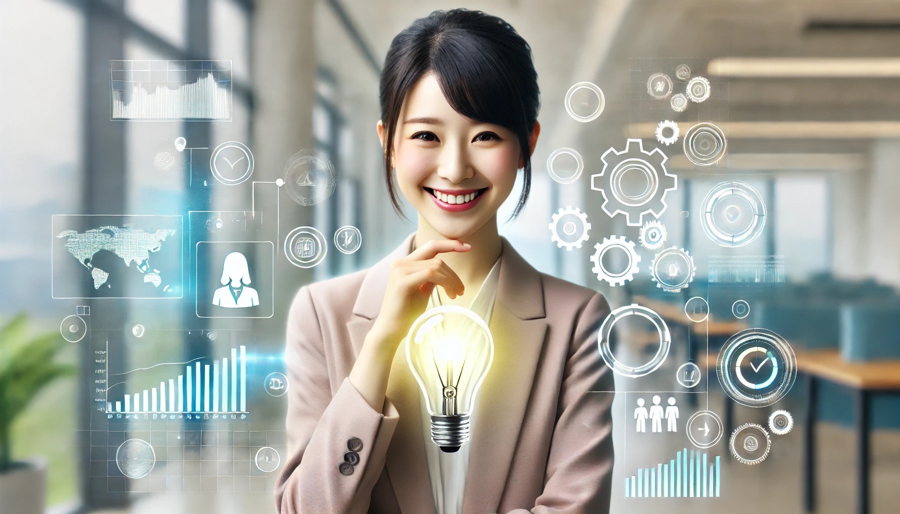 問題の解決策がひらめいた女性