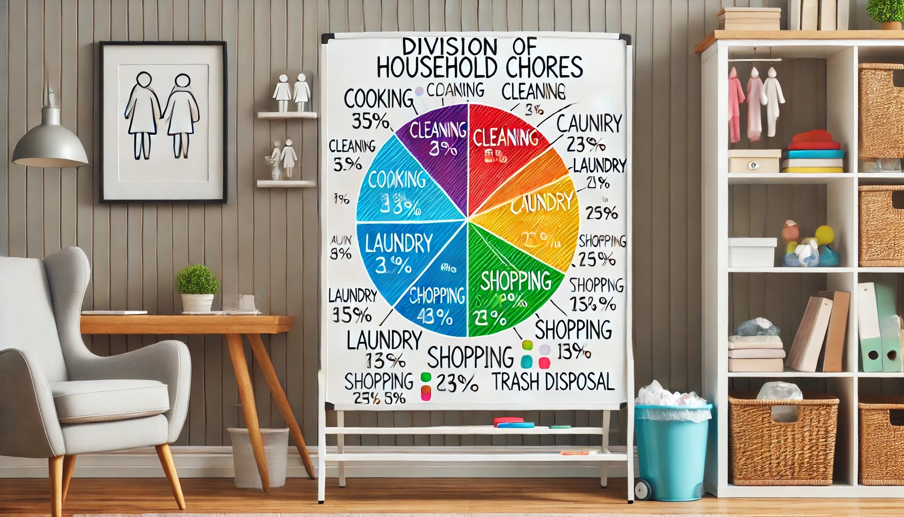 家事分担をイメージする円グラフ