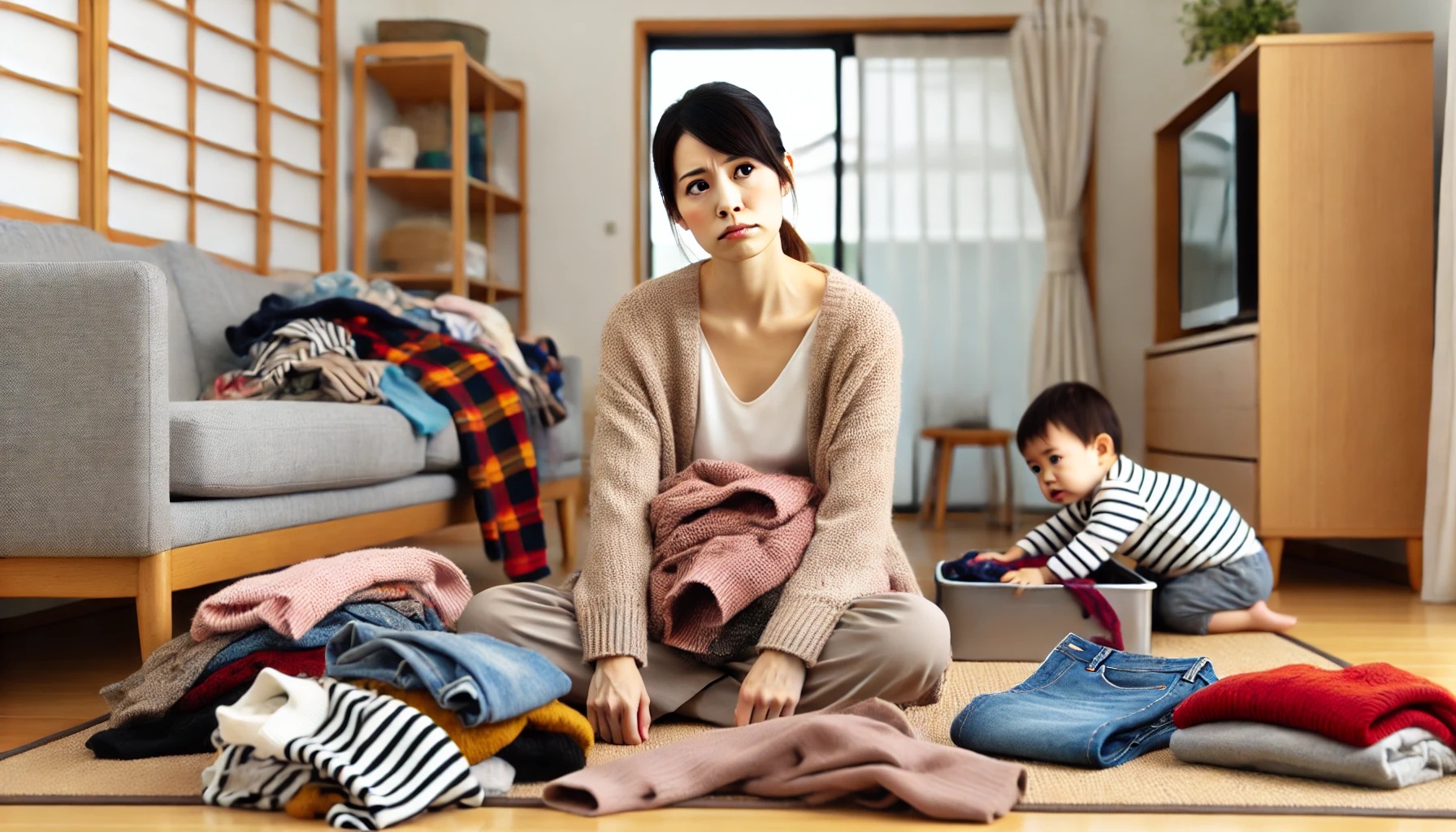 衣替えをしている女性